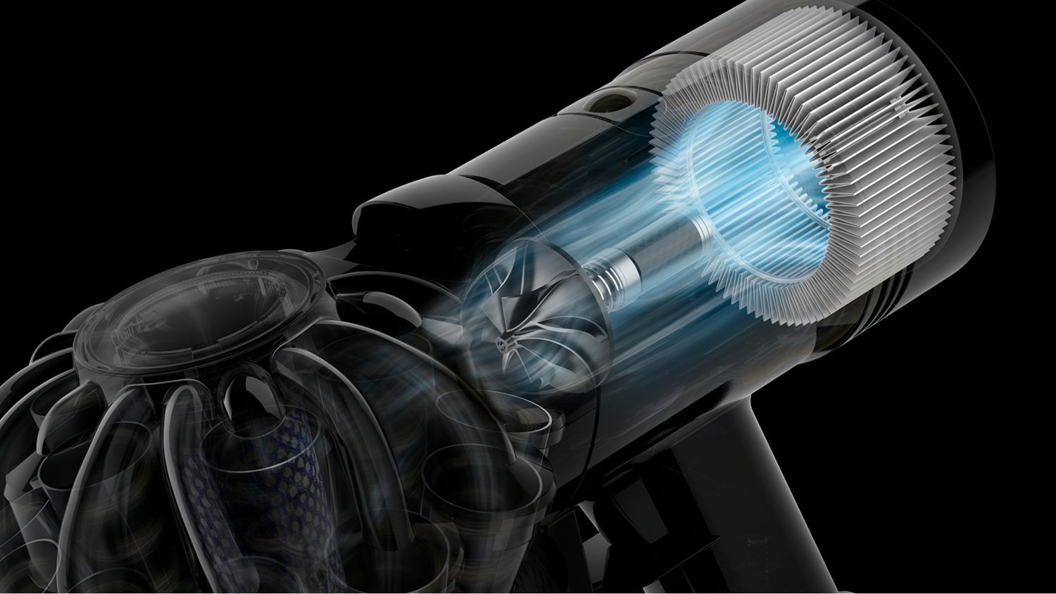 A cut away showing the inner working of the Dyson motor